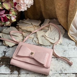 Betsy Johnson embossed pink leather Crossbody